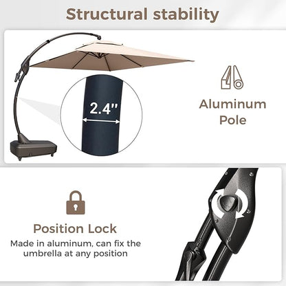 Grand patio 9x12 FT Cantilever Umbrella with Base & Cover Outdoor Aluminum Rectangle Offset Umbrellas for Deck Yard (Champagne, 9x12 FT)