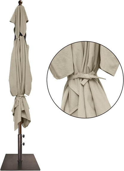 EliteShade USA 10-Year-Non-Fading 6.5x10Ft Rectangular Market Umbrella Patio Umbrella Outdoor Table Umbrella with Ventilation, Antique Beige