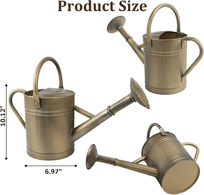 1 Gallon Vintage Bronze Galvanized Metal Watering Can for Indoor/Outdoor Plants,Garden, Balcony for Kids and Adults, Detachable Spout, Retro Rustic Decor (Shadow Patina)