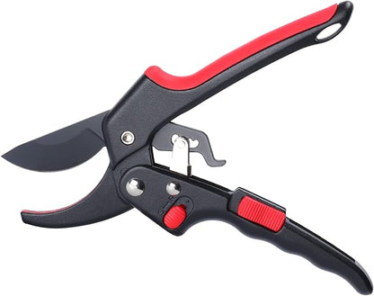 Garden clippers, premium Germany pruners, Work 3 times easier, professional ratchet pruning shears, cutting rose, flower, hedge, stem, tree, Sharp gardening scissors, Arthritis weak hand snips