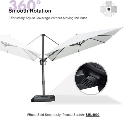 PURPLE LEAF 9 Feet Patio Umbrella Outdoor Cantilever Square Umbrella Aluminum Offset Umbrella with 360-degree Rotation for Garden Deck Pool Patio, White