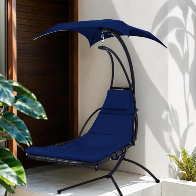 Outdoor Swing Chaise Lounge Replacement Cushion and Canopy,for Patio Furniture Hanging Hammock Chair Pad, Sun Resistant Breathable Waterproof