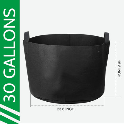 JERIA 12-Pack 30 Gallon, Vegetable/Flower/Plant Grow Bags, Aeration Fabric Pots with Handles (Black), Come with 12 Pcs Plant Labels