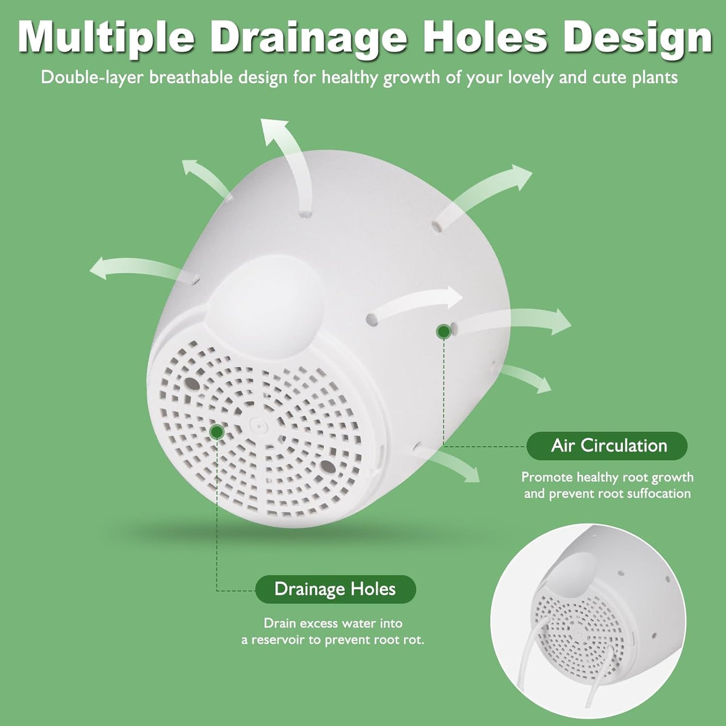 6 Inch Orchid Pots with Holes, 2 Pack Self Watering Planters for Orchids Plastic Orchid Pot Plant Flower Pots for Orchids Indoor Outdoor (White with Brown)