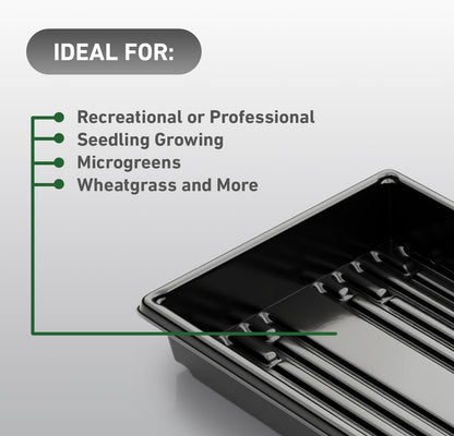10x20 Inch Black Plastic 100 Pack Plant Propagation Tray – Growing Trays for Garden, Planting, Seedling, Soil & Hydroponic Horticulture - Microgreen Trays Grow Plants - No Drain Holes