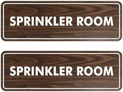 Signs ByLITA Standard Sprinkler Room Sign (Walnut) - Medium 2 Pack