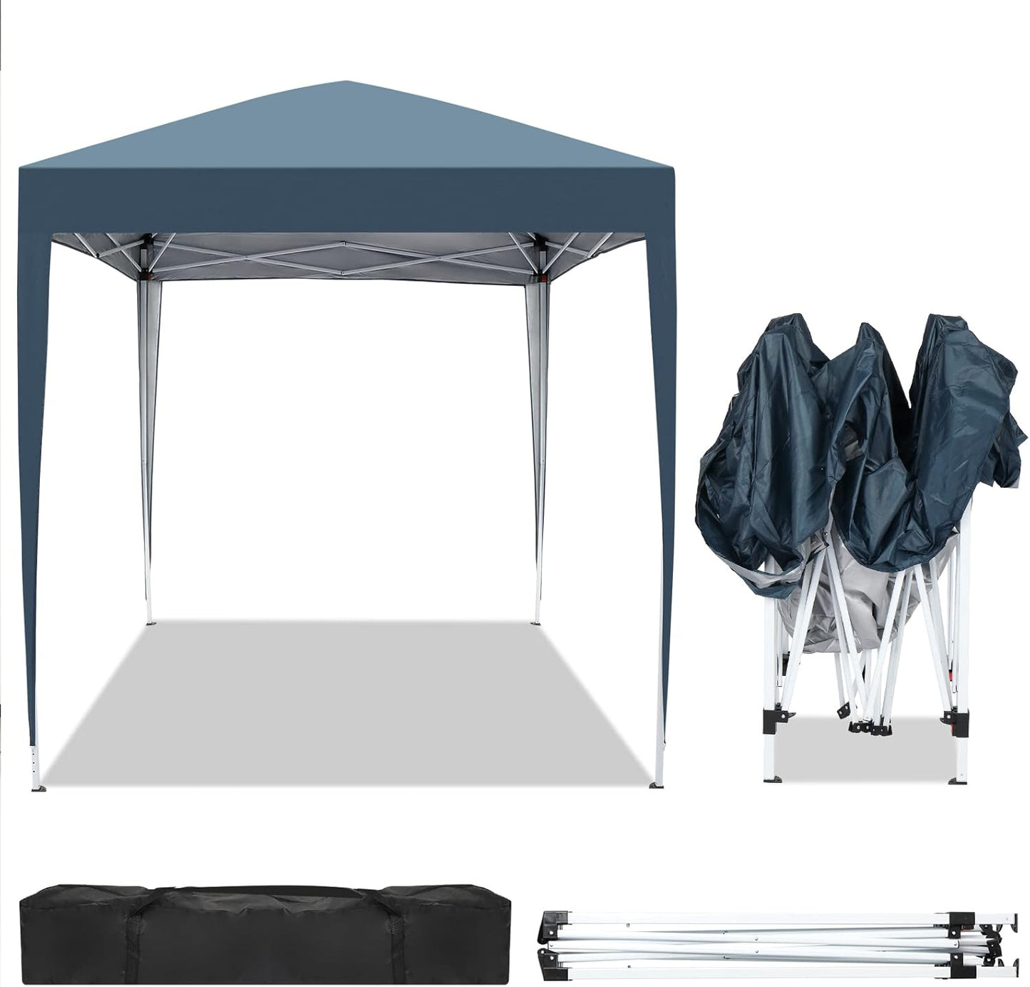 Outvita 6.5x6.5ft Pop Up Canopy Tent, Outdoor Instant Shelter Folding Canopy with Carry Bag for Commercial Events, Party, Backyard BBQ, Camping Blue