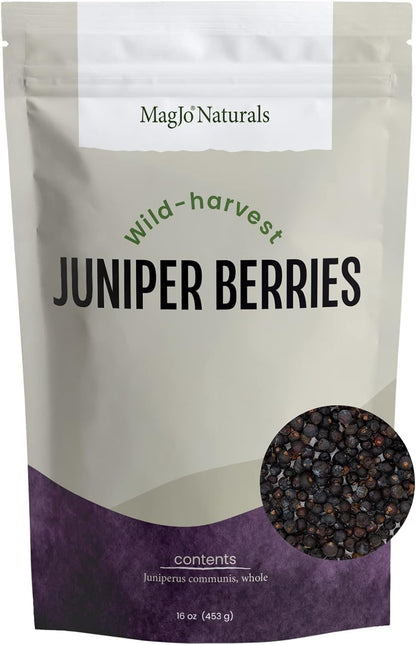 MagJo Naturals, Whole Dried Juniper Berries (1 Lb) Wild-Crafted, Bulk Whole Juniper Berry, herbal infusion, cooking meat, seasoning beef, pork, turkey brine, soups, syrups and tea, wildcrafted