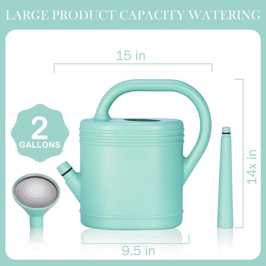 2 Gallon Watering Can for Indoor Plants, Garden Watering Cans for Outdoor Plant House Flower, Modern Plant Watering Can Large Long Spout with Sprinkler Head