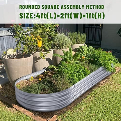 Land Guard 2Pcs Galvanized Raised Garden Bed Kit, Galvanized Planter Oval Large Metal Raised Garden Boxes Outdoor for Vegetables…