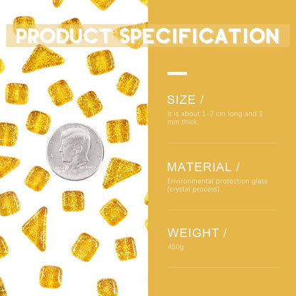 Swpeet 1 Pound Orange Shine Crystal Series Mosaic Tiles Assortment Kit, Square and Triangle Genuine Mosaic Tiles Glitter Crystal Mosaic Perfect for Home Decoration Crafts Supply