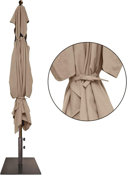 EliteShade USA 10-Year-Non-Fading 6.5x10Ft Rectangular Market Umbrella Patio Umbrella Outdoor Table Umbrella with Ventilation（Hrather Beige）