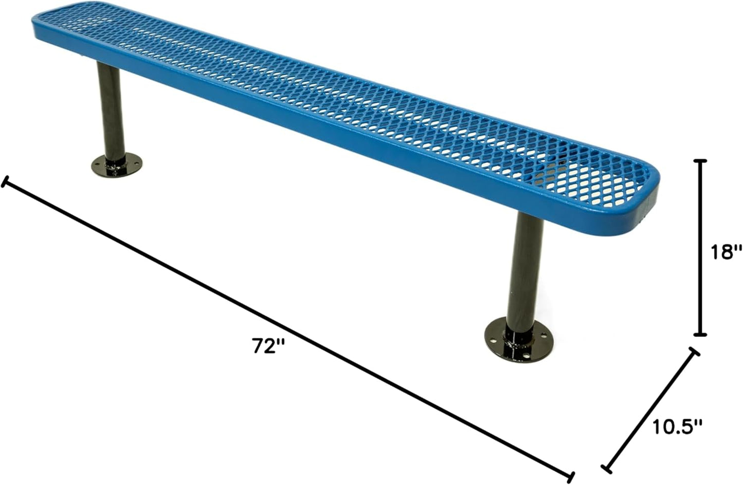 Heavy-Duty Outdoor Bench Thermoplastic Coated, Expanded Metal, Commercial-Grade Seating, Made in America (Surface Without Back, 6 Ft, Textured Light Blue)