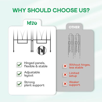 IDZO 2-Piece Diamonds Design Decoration Trellis, Metal Decorative Trellis for Climbing Plants Outdoor, Garden Trellis for Climbing Plants, Climbing Rose Trellis, 48-Inch Tall Each, Black