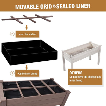 GUTINNEEN Raised Garden Bed Mobile Outdoor Planter Box with Legs for Vegetables Flower Herb, Large Storage Garden Box on Wheels