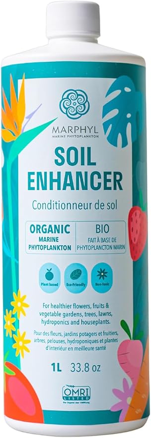 MARPHYL Plant Fertilizer Houseplants and Garden - Marine Phytoplankton Soil Improver and Hydroponic Fertilizer for Grasses, Bamboo, Succulents, & Vegetables - Organic Plant Liquid