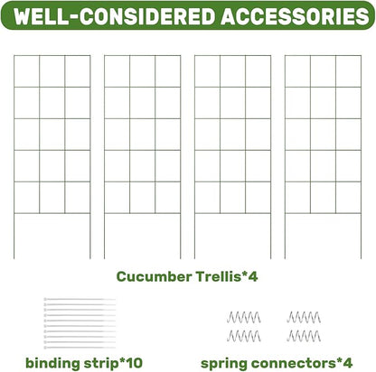 DOEWORKS Cucumber Trellis, 48" High Foldable A Frame Garden Trellis, 2 Pack, Plant Support for Climbing Cucumber, Beans, Tomatoes, Flowers, Green