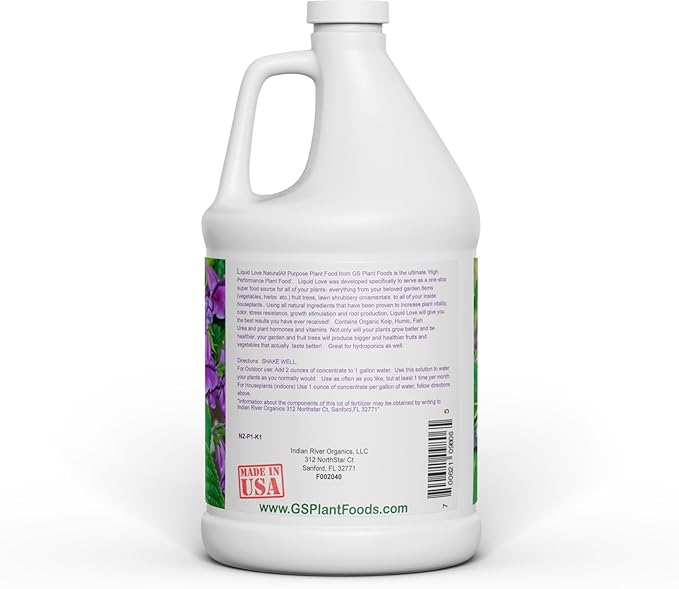 Liquid Love Plant Food by GS Plant Foods- All Purpose Plant Fertilizer (1 Gallon) - Liquid Fertilizer for Herb Gardens, House Plants, Vegetables, Fruit Trees, Lawns & Shrubs