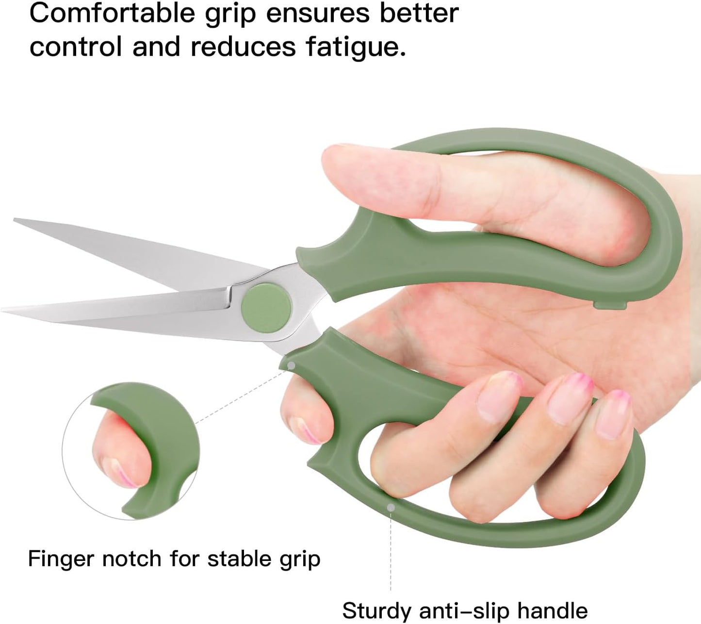 Flower Scissors, Strong Floral Shears,3PCS Premium Steel Garden Pruning Shears Floral Fruits Leaf Scissors Hand Pruner Snip Trimming Tool for Gardening Flower Arrangement, Green