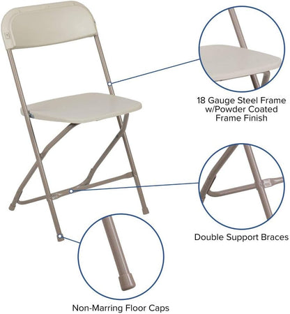 Flash Furniture Hercules™ Series Plastic Folding Chair - Beige - 2 Pack 650LB Weight Capacity Comfortable Event Chair-Lightweight Folding Chair
