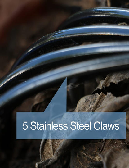 15" Gardeners Claw Rake | Military Grade Steel 6 Tines and Prime Wood Japanese Ninja Claw Garden Rake or Cultivator for Perfect Pulverized and Aerated Soil, Ergonomic Wooden Handle for Firm Grip