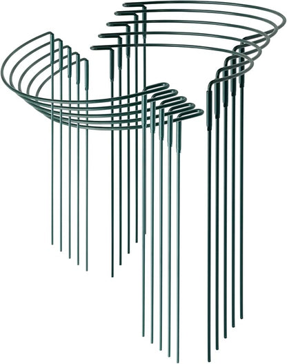 10 Pack Supports Stakes Metal 10" Wide x 24" High Peony Cages and Supports Garden Interlock Half Round Support Ring Border Support Ring Cage for Rose Vine Tomato