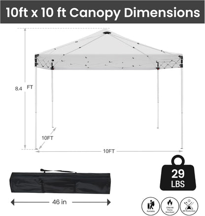 10x10ft Pop Up Canopy Tent,Heavy Duty Waterproof Folding Tent for Camping Parties Events Parties,Outdoor Canopy,Portable Sun Shelter,3 Adjustable Height(Grey)