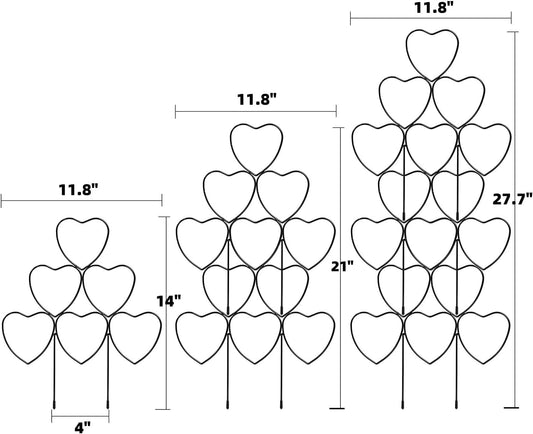 Garden Plant Trellis for Indoor Plants, Stackable Heavy Duty Metal Trellis Supports for Climbing Plants or Houseplants, 3 Pack, Black