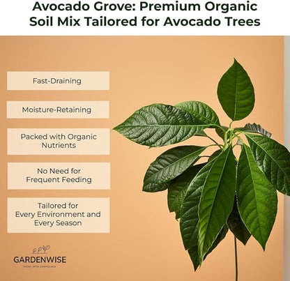 Avocado Tree Soil – Premium Organic Potting Mix for Avocado Trees | Tailored pH & Organic Nutrients | Fast-Draining & Moisture-Retaining | Indoor & Outdoor Use (4 QUARTS)