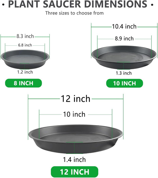 9 Pack Gray Plant Saucer Set, 3×8 inch 3×10 inch 3×12 inch Durable Heavy Duty Plastic Pot Trays, Large Planter Saucers Water Catcher Plates, Round Drip Trays for Indoor Outdoor Gardening