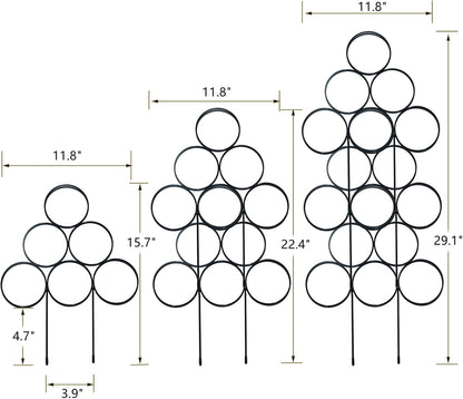 Trellis for Climbing Plants Indoor 15.7 Inch, Stackable Garden Trellis for Potted Plant Support, 3 Pack Small Houseplant Metal Wire Trellis for Vines Pothos Rose Monstera Accessories (Black)