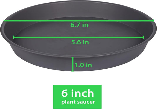6 Pack Planter Saucer Tray Gray, 4 6 8 10 12 13 15 17 19 inch Pot Saucers, Heavy Duty Plastic Plant Saucers for Indoors, Plant Drip Tray, Plant Trays for pots Planter (6 inch, Cement)