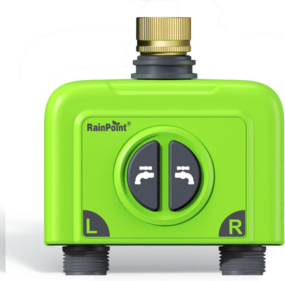 RAINPOINT WiFi Water Timer for Garden Hose, Brass Inlet 2 Zone WiFi Sprinkler Controller, Smart Hose Timer Valve, Automatic Drip Irrigation System/Rain Delay for Garden/Lawn/Yard (No Gateway)