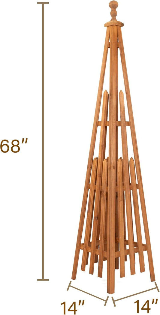 Wooden Obelisk Trellis The Ideal Support for Indoor and Outdoor Gardens, 67.5''H×14.5''W, Perfect for Tomatoes, Cucumbers, and Climbing Plants，Can Also be Used as a Background Decoration