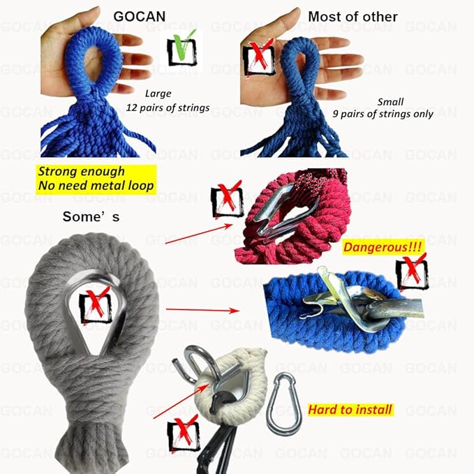 Double Hammock 2 Person Extra Large 220x160cm Total Length 330cm Load 500lb Canvas Cotton Hammock for Patio Porch Garden Backyard Lounging Outdoor and Indoor with Removable Spreader bar