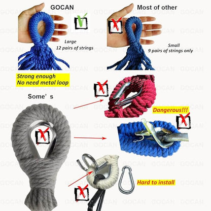 Double Hammock 2 Person Extra Large 220x160cm Total Length 330cm Load 500lb Canvas Cotton Hammock for Patio Porch Garden Backyard Lounging Outdoor and Indoor with Removable Spreader bar