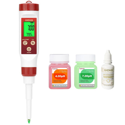pH Meter for Food Digital pH Meter for Fermentation Hot Sauce Canning Spear Tip pH Food Tester Probe for Cheese Cooking Sourdough Bread Saliva Water Resistant Food Acidity Tester for Solid and Water