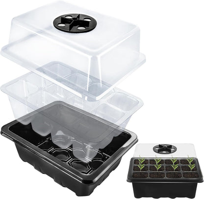 Halatool Seed Starter Kit 8 Pack 96 Cells Black Seed Starter Tray with 100 PCS Peat Pellets for Seedlings Organic Seed Stater Soil Pods for Planting Vegetables Plant, Flowers