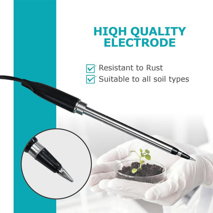 Digital Soil EC Meter, 2-in-1 EC and Temperature Meter with Corded EC Sensor Electrode, Backlight LCD Display, ATC Function 0~50℃, Portable Plant EC Meter for Gardening, Farming and Outdoor Plants