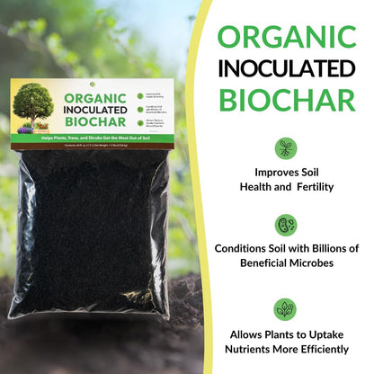 Organic Inoculated Biochar: Helps Plants and Trees Get The Most Out of Soil | Allows Plants to Uptake Nutrients More Efficiently | Contains Millions of Soil-Enriching Micro-Organisms | 128oz Bag