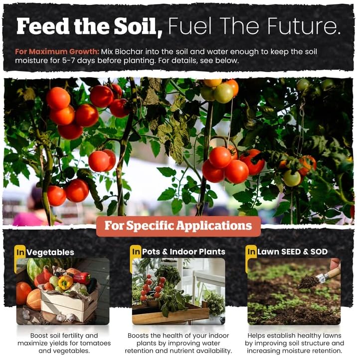 Wakefield Premium Biochar Blend – Organic Potting Soil for Vegetables, Tomatoes & Gardens – Potting Mix Enriched with Humic Acid & CarbonBoost – Versatile Top Soil for Indoor & Outdoor Plants-4quarts