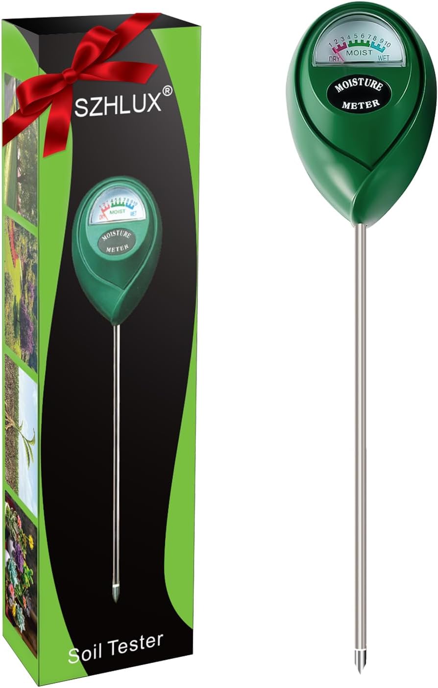SZHLUX Moisture Meter Water Monitor Soil Hygrometer Sensor Care, Lawn, Farm, Indoor & Outdoor. (Plant Gifts for Gardeners), 10.23inch, Green