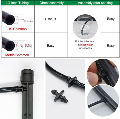 50 Pcs Drip Irrigation Emitters, Adjustable Flow 0-18 GPH Irrigation Drippers with Stake, 360 Degree Flow Sprinkler Head, Micro Sprinkler for Garden Patio Lawn Flower Bed