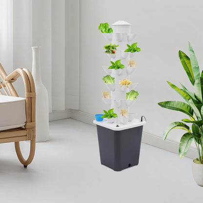 Hydroponics Vertical Growing Kit with Grow Lights 30-Plants Garden Hydroponic Growing System Outdoor Outdoor Indoor Vertical Garden Planter Tower with Automatic Watering for Herbs Fruits Vegetables