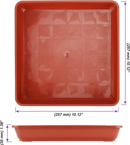 JOIKIT 10 PCS 10 x 10 x 1.4 Inches Square Plant Saucer, Flower Pot Tray Without Drain Holes for Flowers, Plants, Seedlings