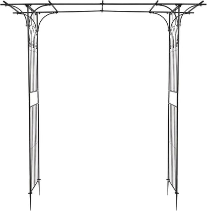 VINGLI Garden Arbor, Arch Archway for Wedding Ceremony Party, Steel Garden Trellis for Plant Climbing, Christmas Decorations Pergola for Backyard, Lawn (Black)
