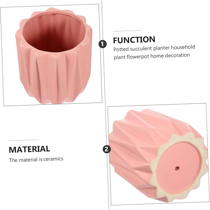 Modern Geometric Ceramic Planter Pot Minimalist Desktop Flower Container for Bonsai and Indoor Tabletop Decoration Large Pink Artistic Plant Holder for Home and Office