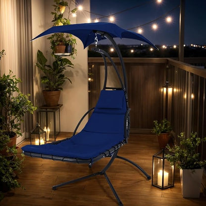Outdoor Swing Chaise Lounge Replacement Cushion and Canopy,for Patio Furniture Hanging Hammock Chair Pad, Sun Resistant Breathable Waterproof