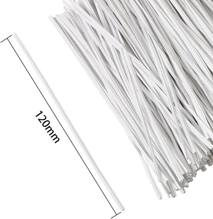 300 pcs 5 inch Plastic White Twist Ties, Cable Ties, for Bags, Gardening Tools