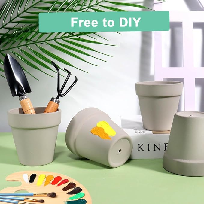 vensovo 3 Inch Grey Terra Cotta & Terracotta Pots with Drainage - 20 Pack Clay Flowerpots, Succulent Nursery Planter Great for Plants, Crafts, Wedding Favor